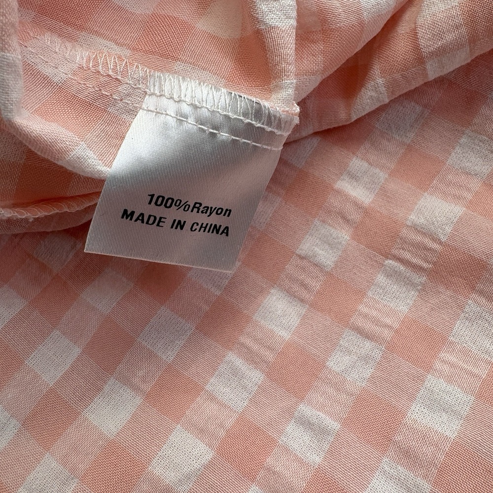 ZESICA Pink White Plaid Gingham Maxi Dress NWT Smocked Tiered Size L - Picture 4 of 12